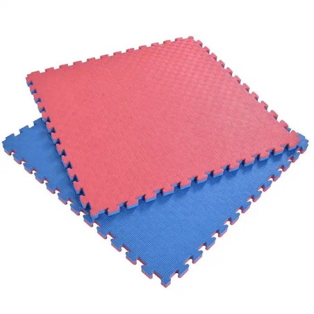 Tatami Suelo-Pavimiento Fitness de Goma Eva en Loseta Puzzle (Azul+Rojo) 1m² x 25mm / Genérico (Sin marca)