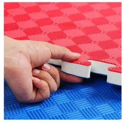 Tatami Suelo-Pavimiento Fitness de Goma Eva en Loseta Puzzle (Azul+Rojo) 1m² x 25mm / Genérico (Sin marca)