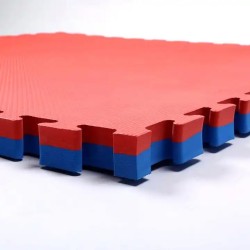 Tatami Suelo-Pavimiento Fitness de Goma Eva en Loseta Puzzle (Azul+Rojo) 1m² x 25mm / Genérico (Sin marca)